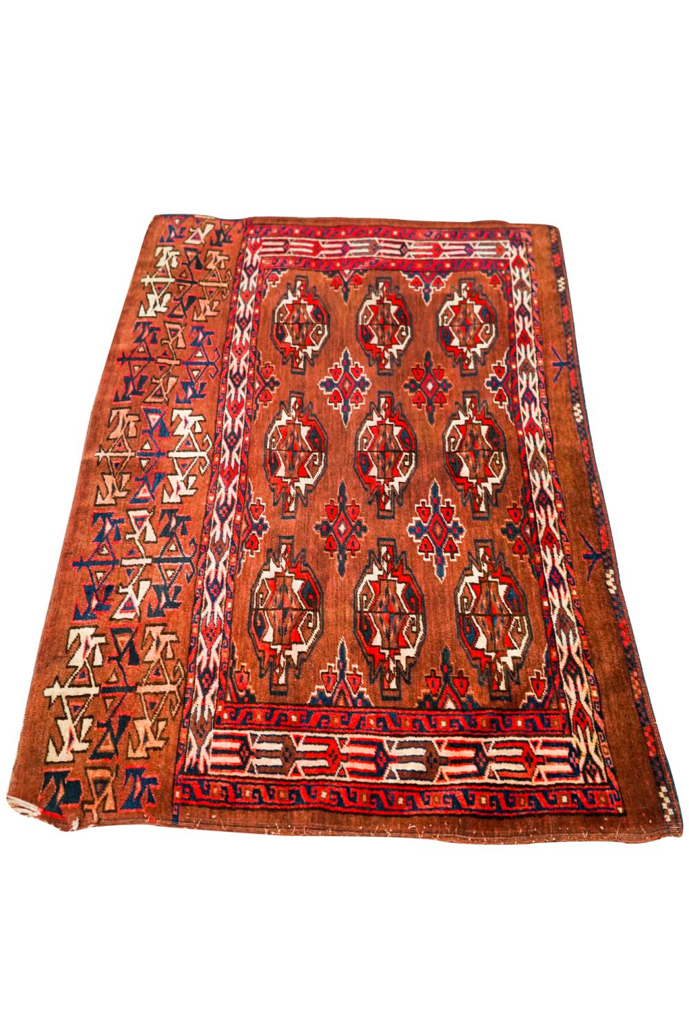 Appraisal: BOKHARA THROW RUG ' x ' Condition