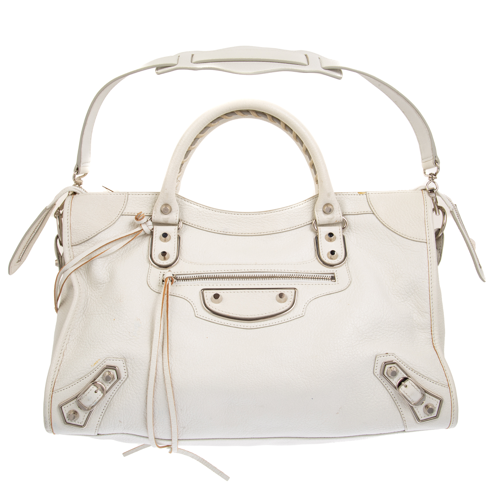 Appraisal: A BALENCIAGA METALLIC EDGE CITY BAG A white leather Balenciaga