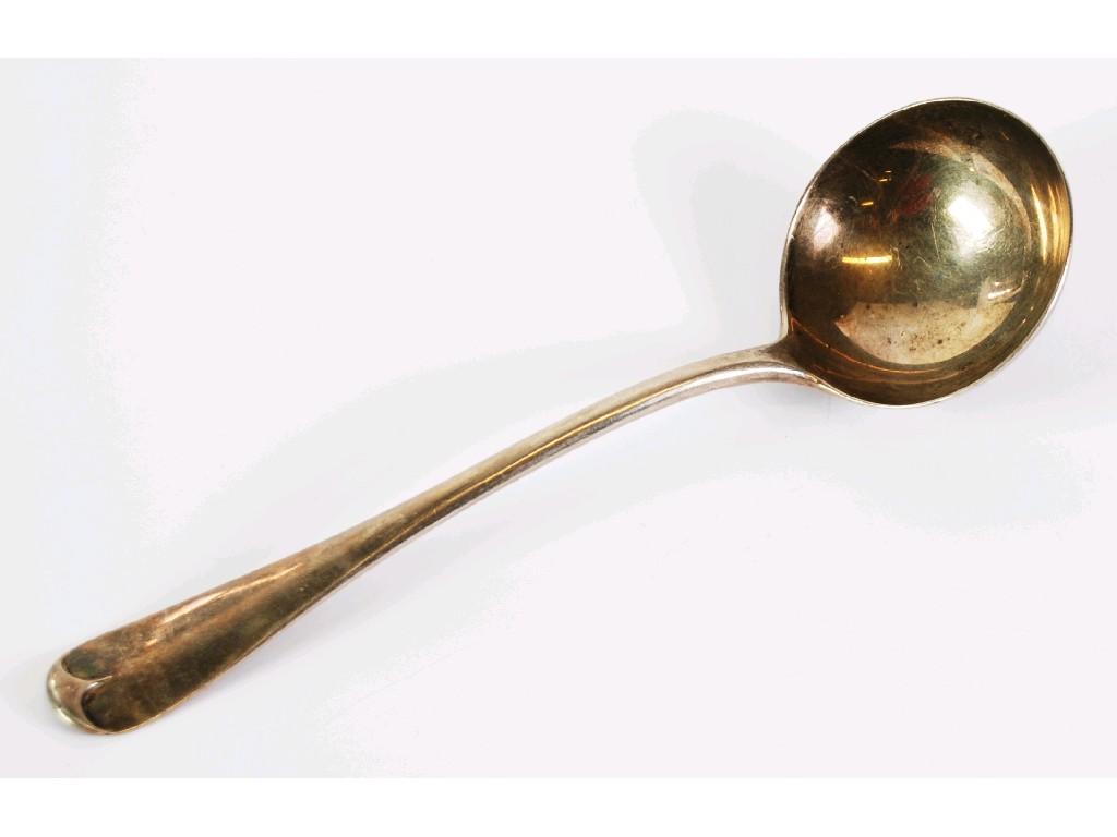 Appraisal: VICTORIAN SILVER SAUCE LADLE Early English Pattern with rat tail