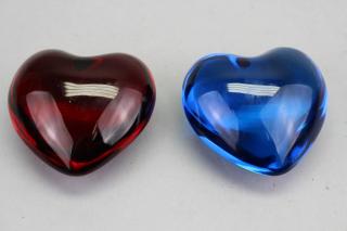 Appraisal: Signed French Baccarat Heart Paperweights Signed Baccarat Heart Paperweights Height