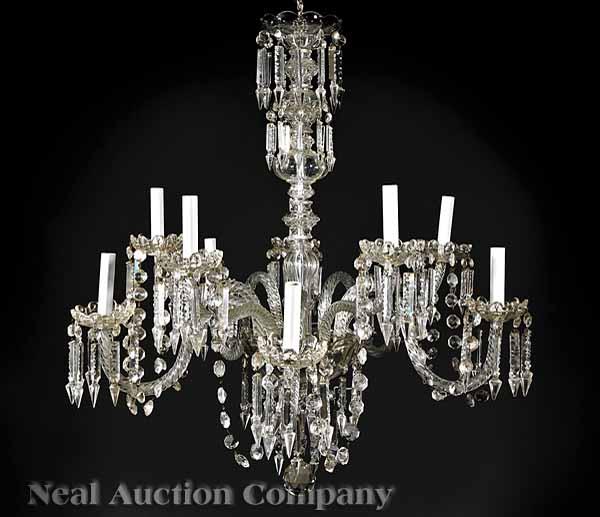 Appraisal: An Antique Cut Glass Ten-Light Chandelier late th c vasiform