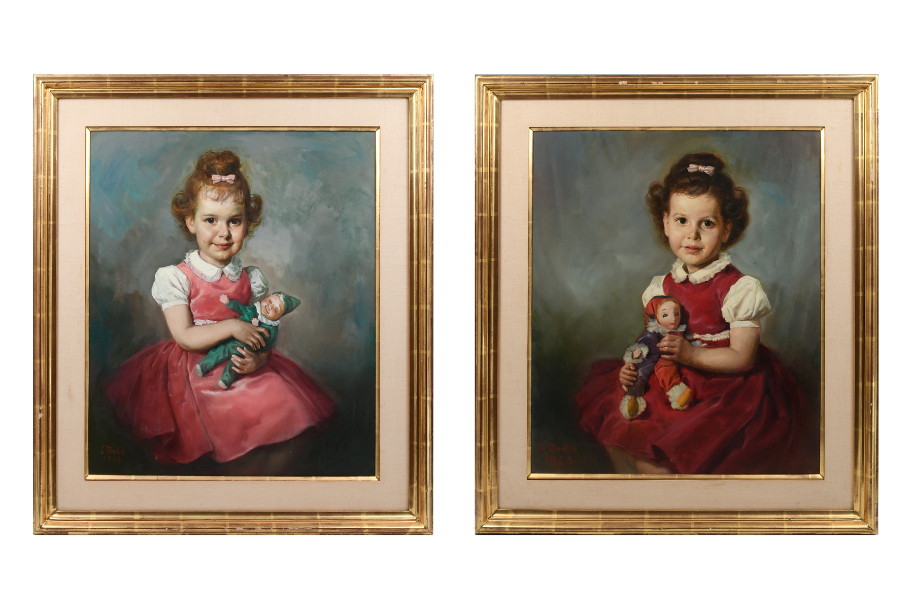 Appraisal: MARKOS Lajos American - Two Portrait Paintings of Young Girls