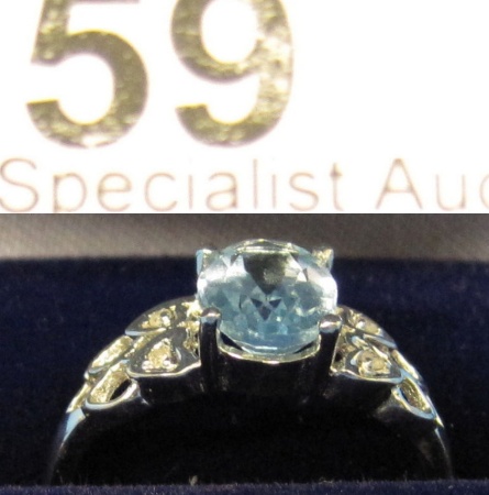 Appraisal: CT White Gold Blue Topaz Diamond Ring retail price