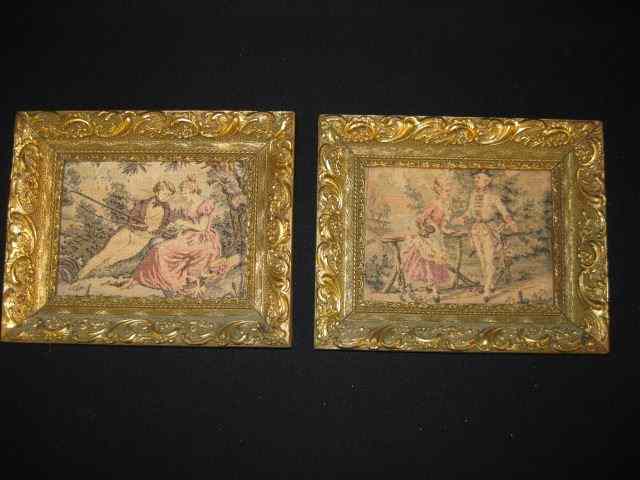 Appraisal: Framed Tapestry Pictures courting scenes '' x '' fancy frames