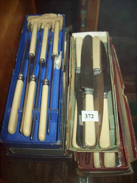 Appraisal: A COLLECTION OF SIX BOXES OF BONE HANDLED KNIVES