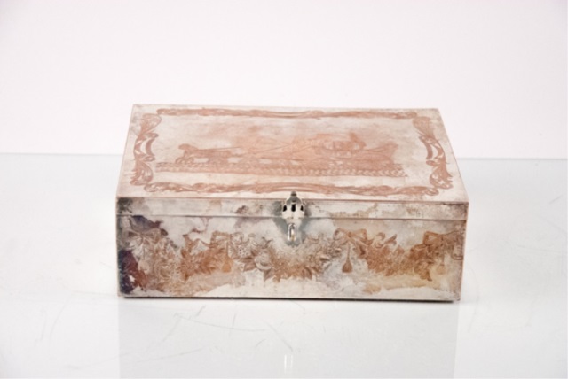 Appraisal: Silver over Copper Lenox Coach Box Four-In-Hand Oxford to London