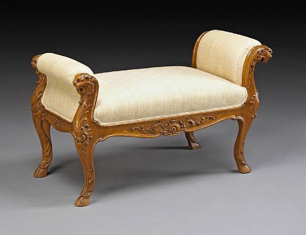 Appraisal: A Rococo style walnut window seat late th century The