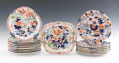 Appraisal: A th Century Imari Decorated Double Handle Dish and Nineteen