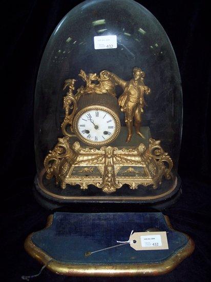 Appraisal: A th Century gilt metal mantel clock with figure surmount