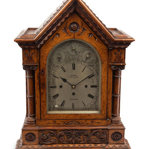 Appraisal: An English Oak Bracket Clock Late th Century the dial