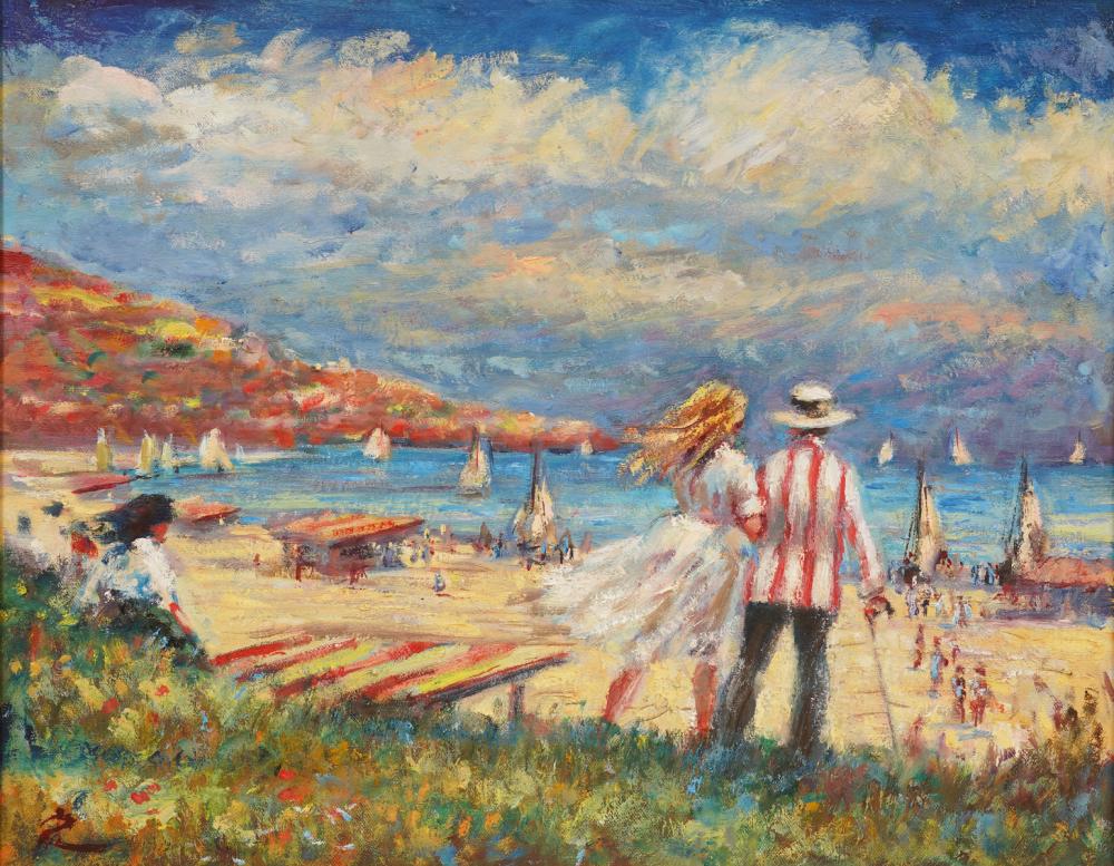 Appraisal: PHILIP CORLEY 'BEACH DAY' OIL ON CANVASPhilip Corley Ireland America