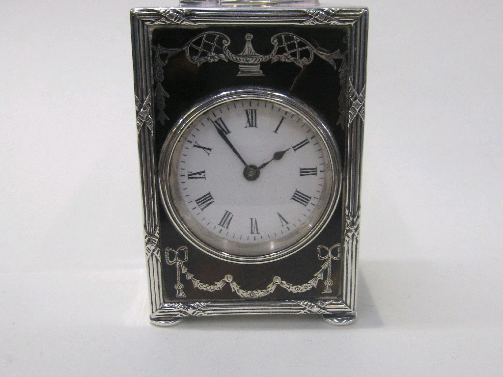 Appraisal: Edwardian silver and tortoiseshell carriage clock Birmingham