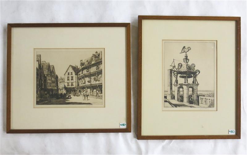 Appraisal: TWO ETCHINGS LOUIS CONRAD ROSENBERG Portland Oregon - European market