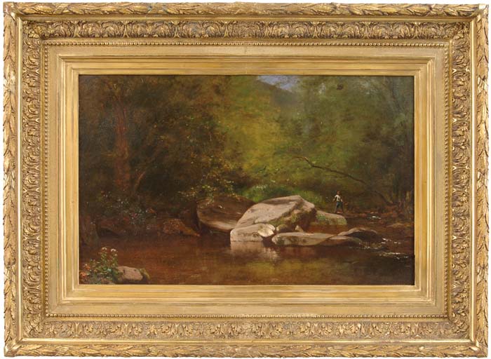 Appraisal: JERVIS MCENTEE American - FISHING BY THE ROCKY POOL Oil