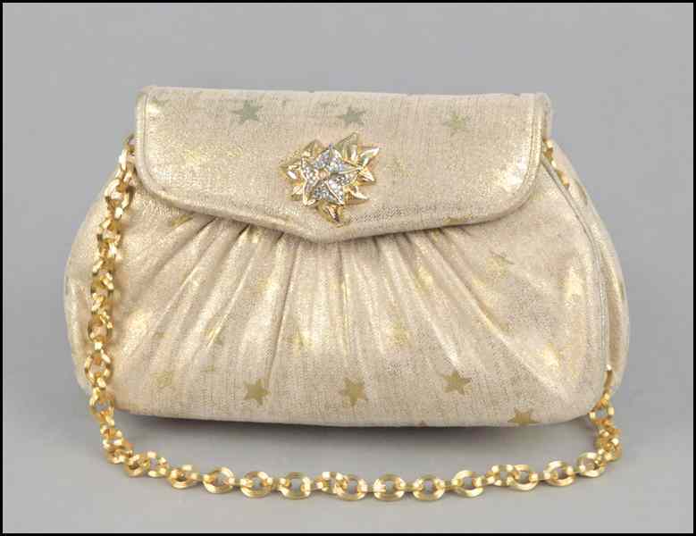 Appraisal: JUDITH LEIBER GOLD STARS CLUTCH HANDBAG '' x '' Condition