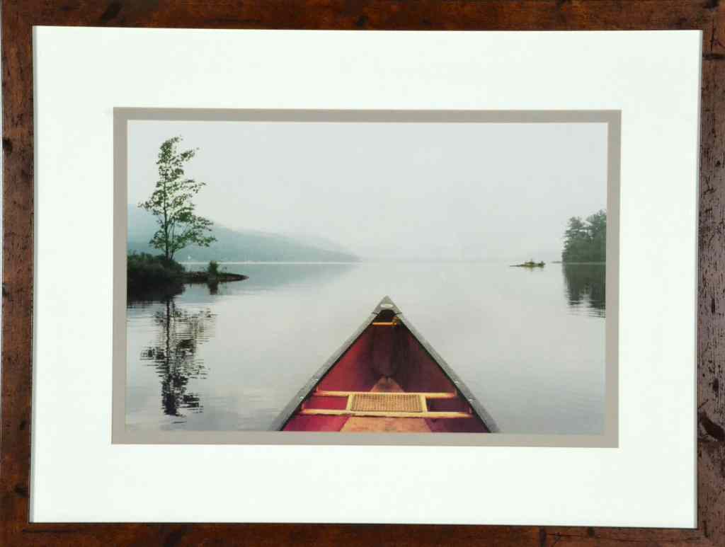 Appraisal: Lake PrintPhotograph of bow of canoe on lake '' H