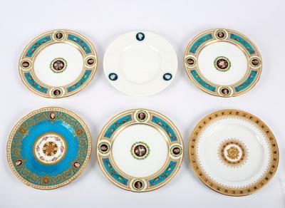 Appraisal: A set of three Minton turquoise ground cabinet plates with