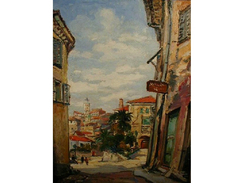 Appraisal: Emile Gallois A pair of oil paintings continental town scenes