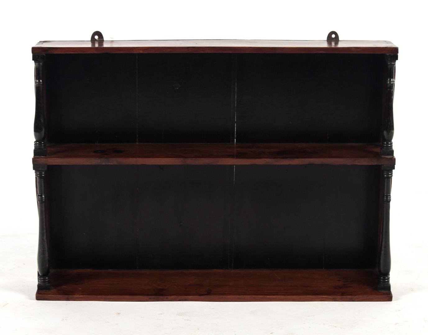 Appraisal: Regency yewwood hanging shelf early th century two shelves with