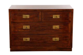 Appraisal: Henredon Walnut and Brass Campaign Chest Henredon American North Carolina