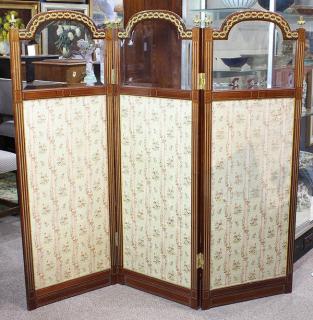 Appraisal: French Empire style three panel floor screen having a shaped