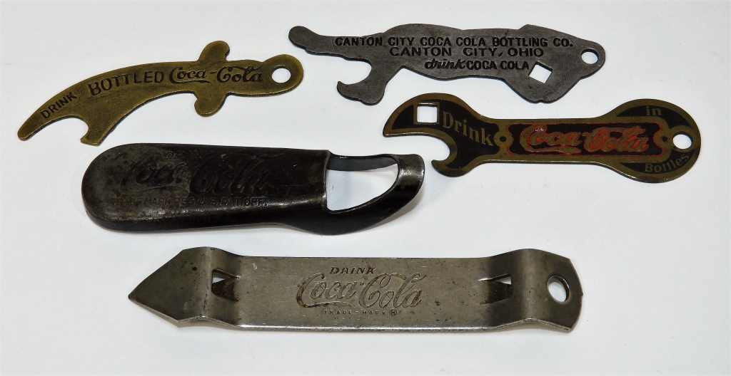 Appraisal: ANTIQUE COCA-COLA METAL BOTTLE CAP OPENER GROUP United States Early