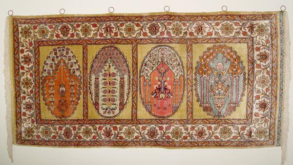 Appraisal: PRAYER RUG Approx ' x ' '' rings attached for