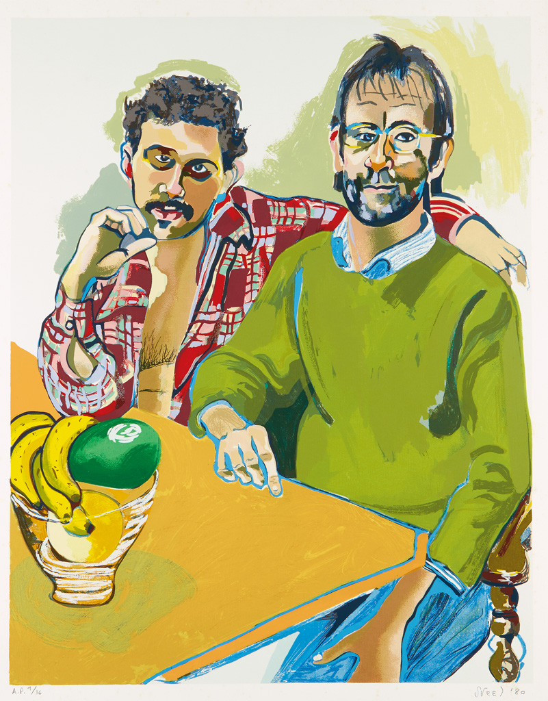 Appraisal: ALICE NEEL Men from Rutgers Color lithograph and screenprint x