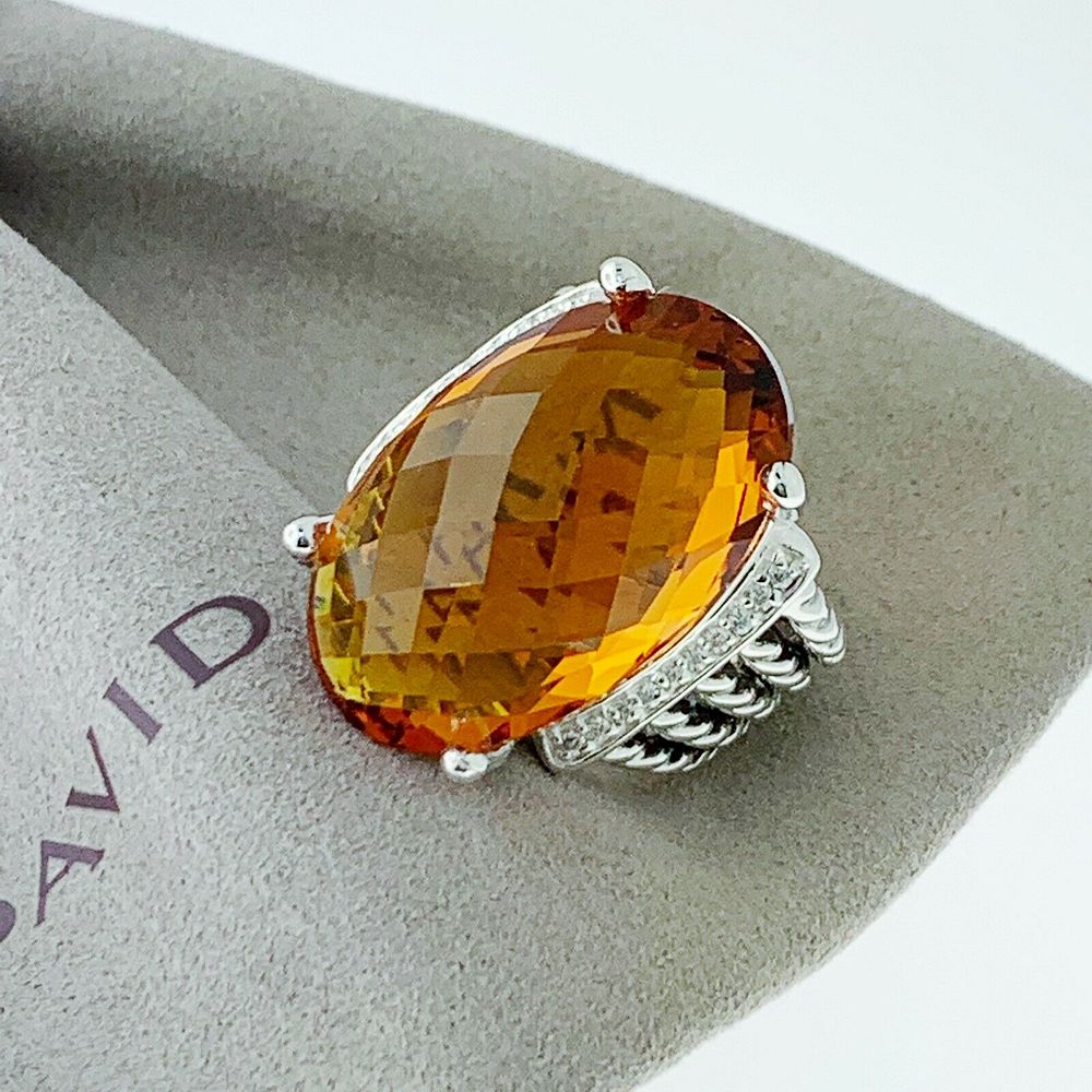 Appraisal: David Yurman Diamond Citrine Oval Wheaton Ring David Yurman Citrine