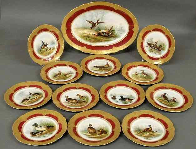 Appraisal: Limoges china game bird service late th c to include