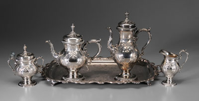 Appraisal: Silver-Plated Tea Service International St James pattern hand chased with