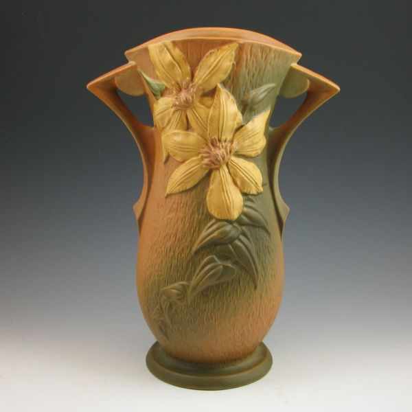 Appraisal: Roseville Clematis vase in brown Marked Roseville USA - ''