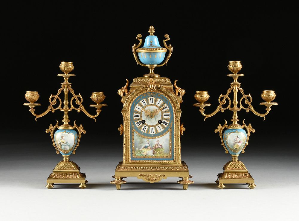 Appraisal: A FRENCH LOUIS XVI REVIVAL GILT BRONZE AND S VRES