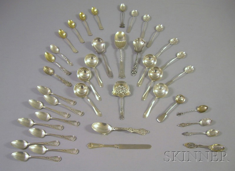 Appraisal: Approximately Forty Mostly Silver Spoons including soupspoons teaspoon and serving