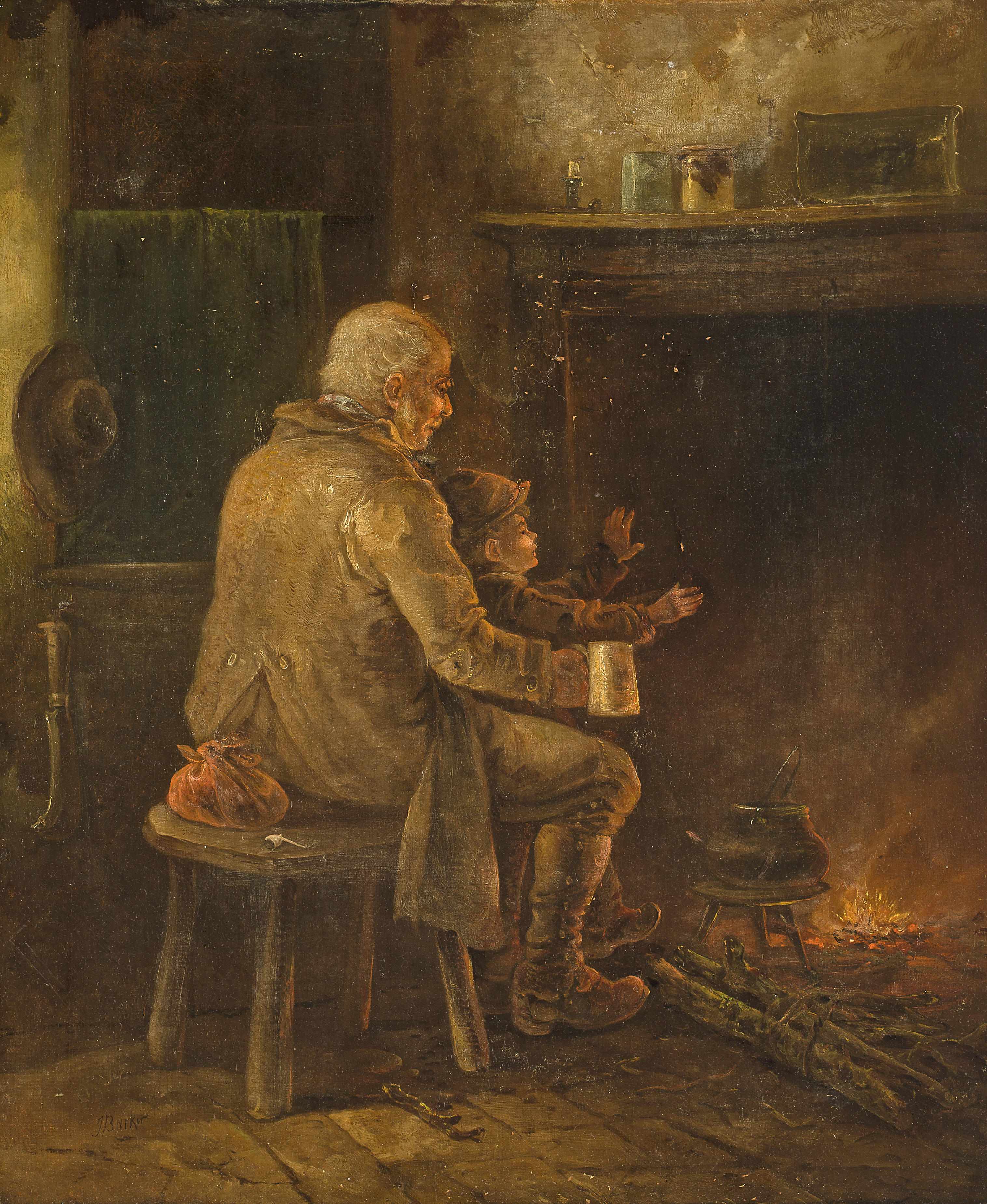 Appraisal: J Barker By the fireside signed 'J Barker' lower left