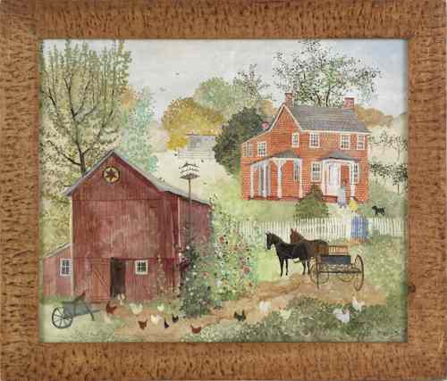 Appraisal: Jeanne Davies American b oil on canvas farmscene titled The