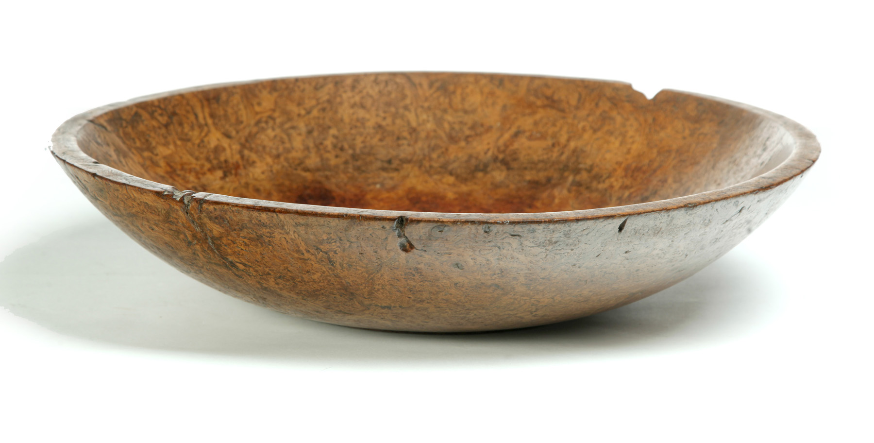 Appraisal: AMERICAN BURL BOWL Nineteenth century Good figure Refinished h d