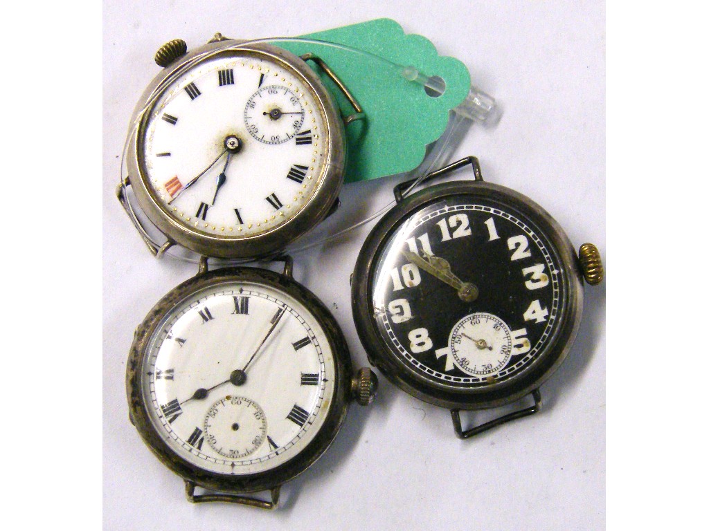 Appraisal: Three early silver wire lug gentlemen's wristwatches with import marks