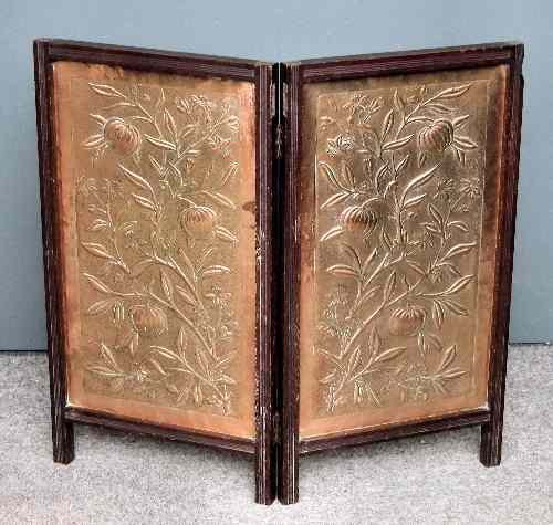 Appraisal: A late th Century mahogany two fold firescreen inset with