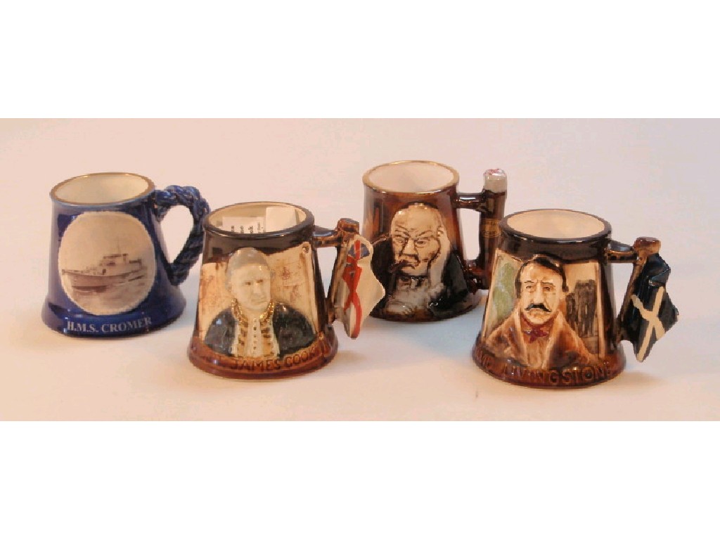 Appraisal: Four Great Yarmouth pottery commemorative tankards HMS Cromer Winston Churchill