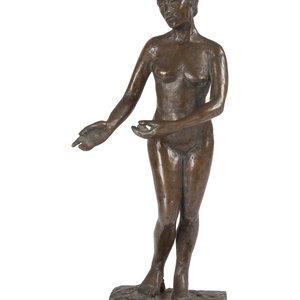 Appraisal: A Bronze Sculpture of a Nude Woman th Century signed