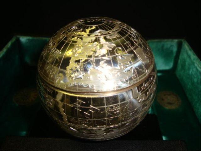 Appraisal: TIFFANY CO Midcentury Sterling Lidded Globe Fully engraved in Latin