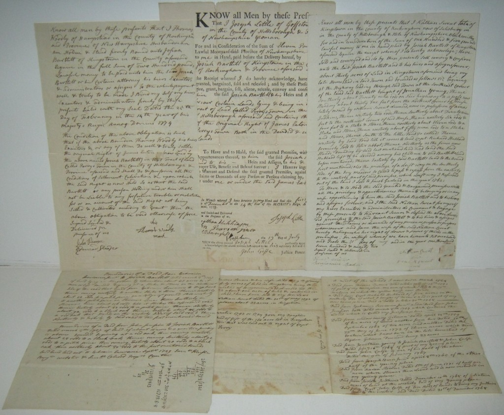 Appraisal: SIGNER BARTLETT JOSIAH Group of Documents Signed Bartlett or in