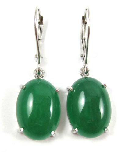 Appraisal: PAIR OF GREEN JADE EARRINGS each k white gold set