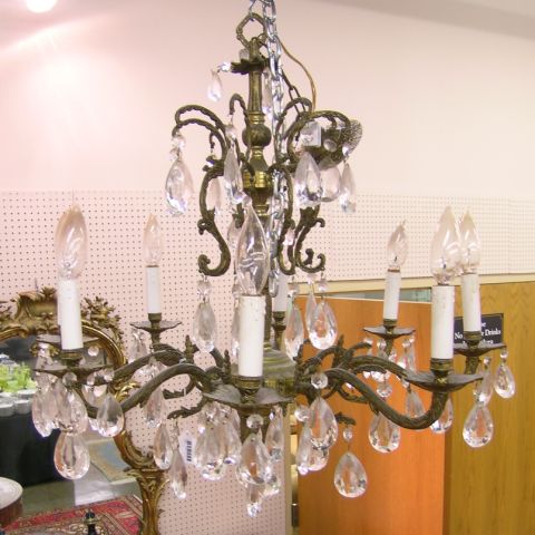 Appraisal: Eight branch French-style chandelier bronze finished base metal frame with