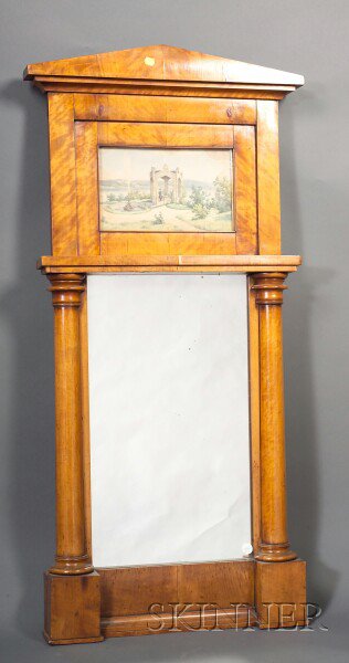 Appraisal: Biedermeier Maple Trumeau th century with triangular tympanum above a