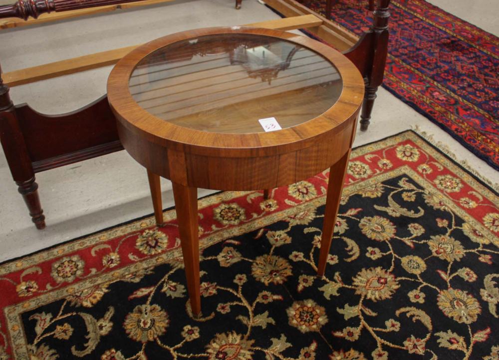 Appraisal: BAKER ROUND FEDERAL STYLE VITRINE TABLE Baker Furniture Co model