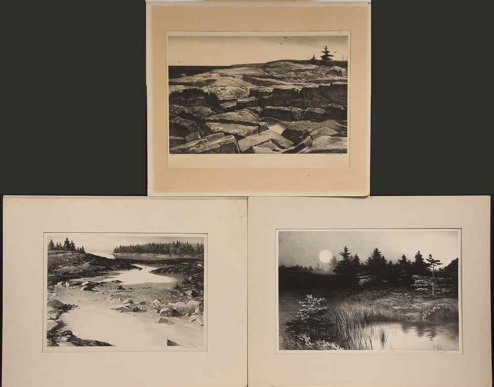 Appraisal: LITHOGRAPHS - Three Maine Scenes by Stow Wengenroth NY -