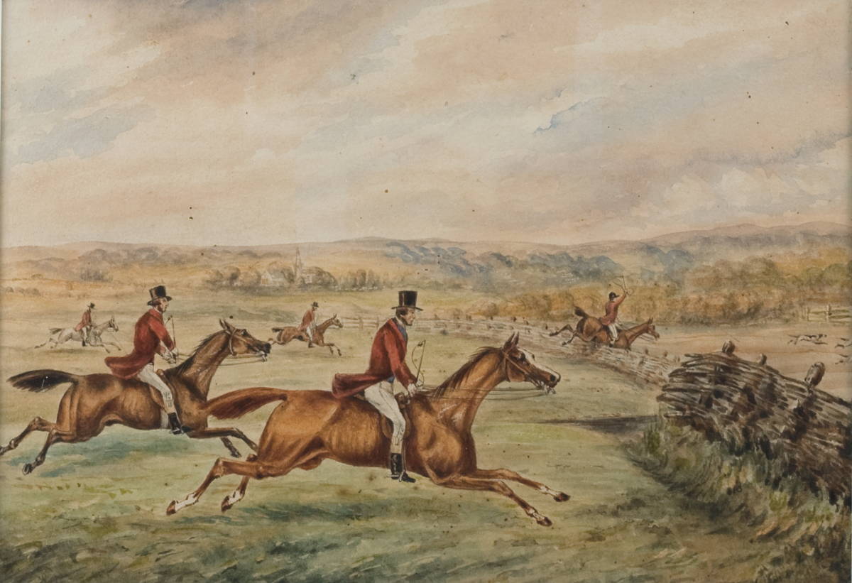 Appraisal: TWO WATERCOLORS DEPICTING FOX HUNTING ATTRIBUTED TO SAMUEL ALKEN SR