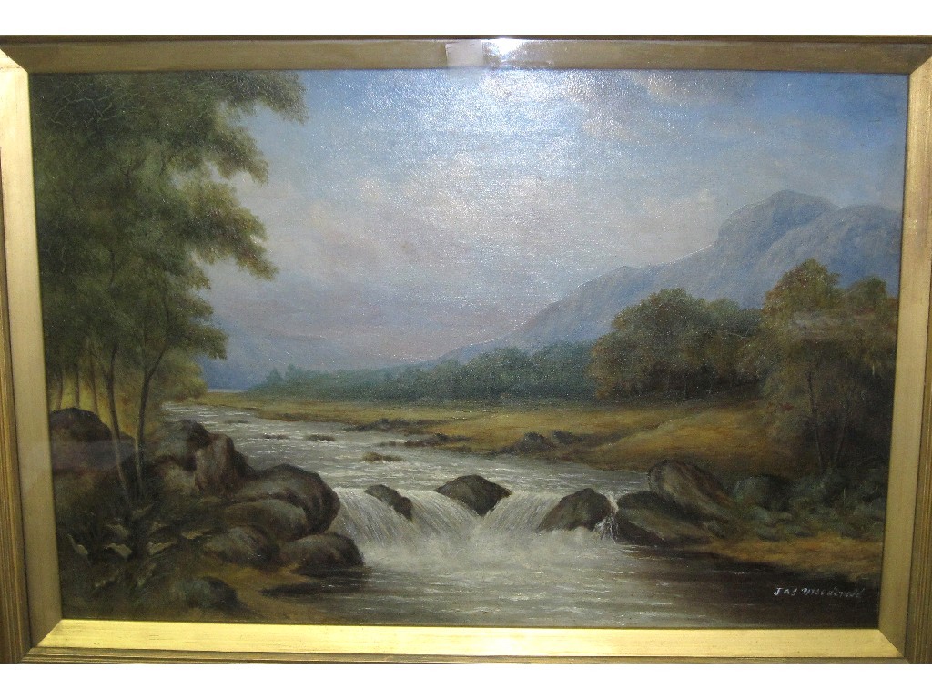 Appraisal: JAMES MacDONALD Oil on canvas Highland landscape with a river